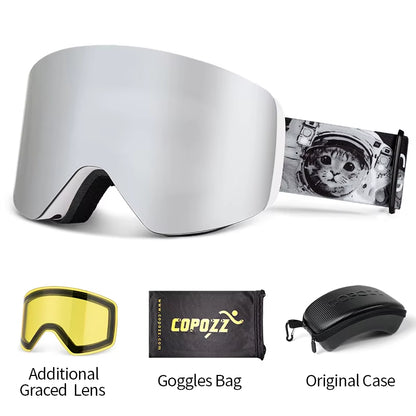 Winter Professional Men Women Ski Goggles Set Magnetic Quick-Change Double Layers Anti-Fog Snowboard Goggles Adults
