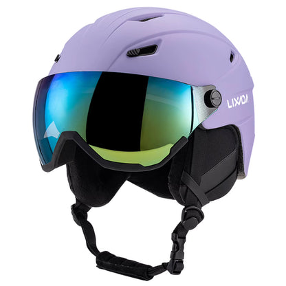 LIXADA Integrated Ski Helmet Men and Women Snowboard Helmet with Removable Visor Goggles Men and Women ‘S Snowboard Wear