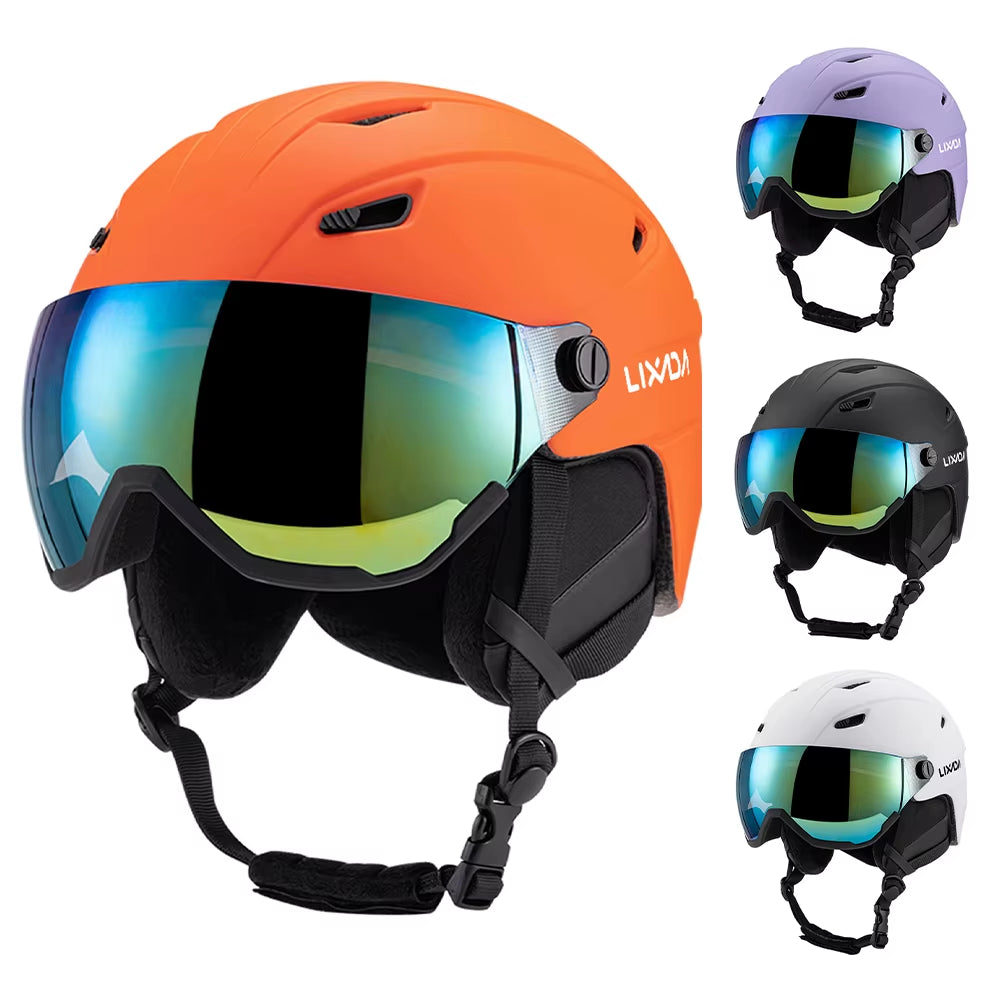 LIXADA Integrated Ski Helmet Men and Women Snowboard Helmet with Removable Visor Goggles Men and Women ‘S Snowboard Wear