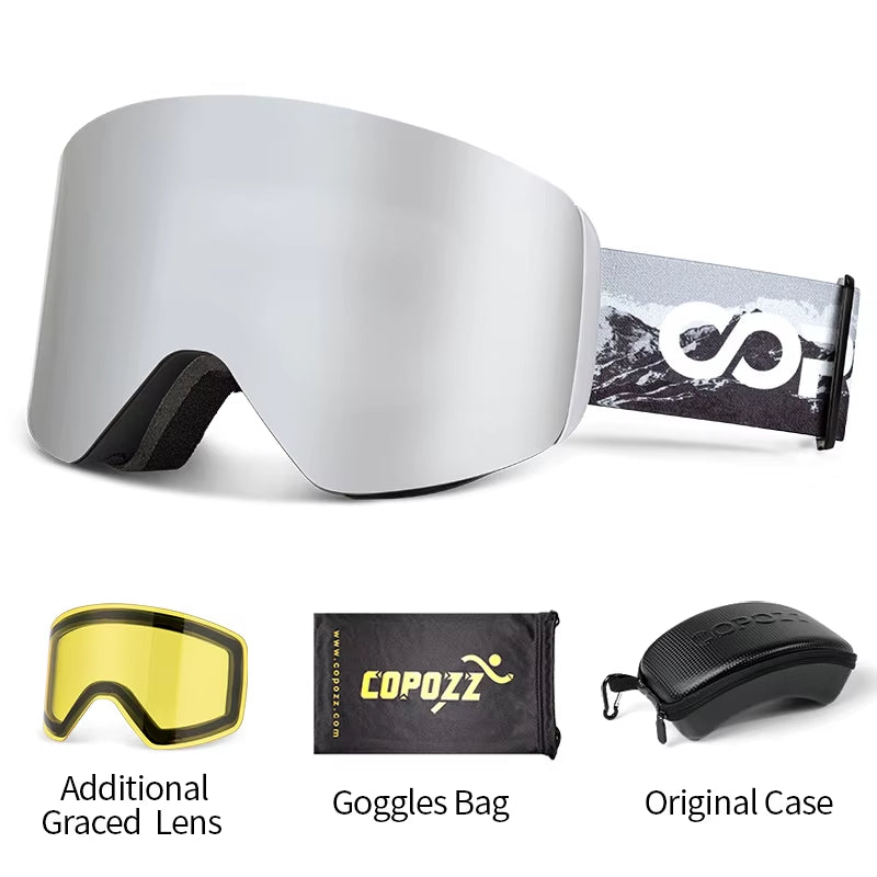 Winter Professional Men Women Ski Goggles Set Magnetic Quick-Change Double Layers Anti-Fog Snowboard Goggles Adults